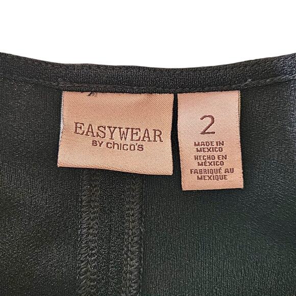 Chico's Easywear Blouse Long Sleeve Open Top Sleeves Gold Studs Women 2 (Large) - Picture 5 of 8